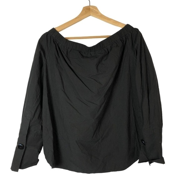 Zara Black Off the Shoulder Button Cuff Long Sleeve Blouse M - Picture 3 of 5